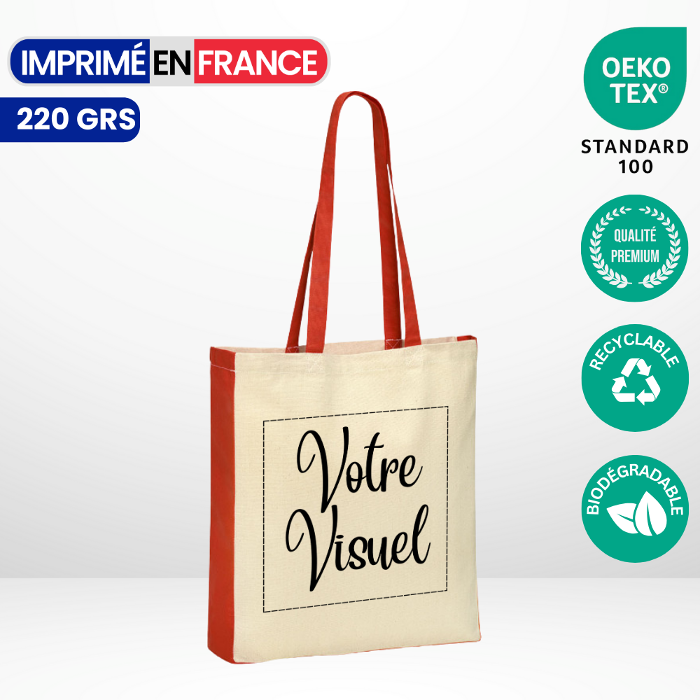 TOTE BAG 220 GRS COTON AVEC POIGNÉES ET SOUFFLETS COLORÉS : BERKELEY